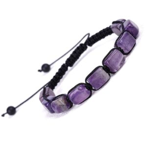 HESHPAWS Genuine Amethyst Adjustable Bracelets Crystal Healing Stones Bracelets Supernatural Reiki Natural Stones Bead Bracelets for Women Men (Amethyst)