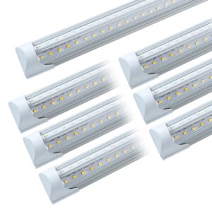 holdwill 6 pack t8 led 4ft 40w integrated v shaped tube light,linkable white daylight 6000k integrated fixture garage lights, indoor led shop lights for workshop with on/off switch cable clear cover