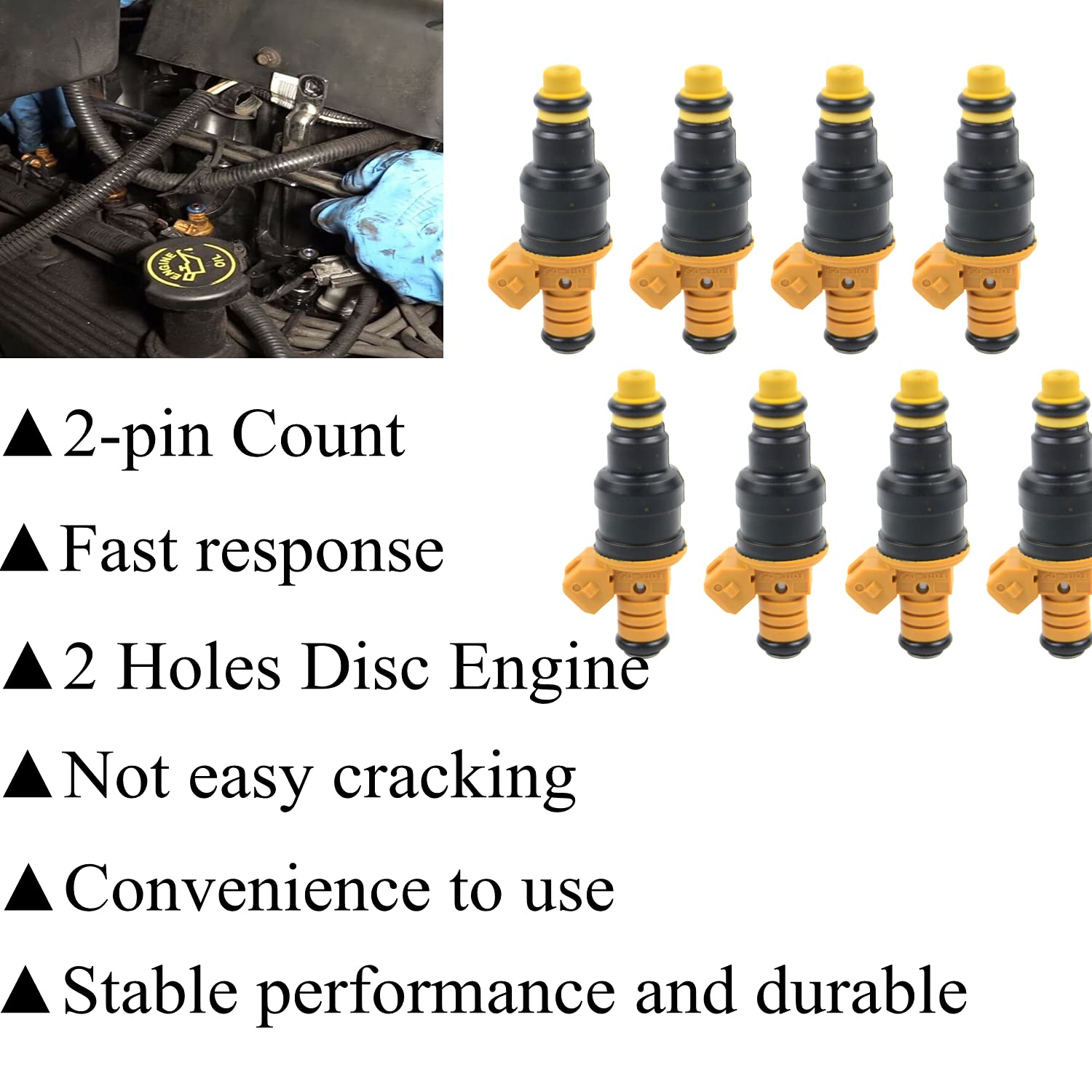 AKWH 0280150943 Set of 8 Fuel Injectors Replacement for Ford Lincoln Mercury 4.6L 5.0L 5.4L 5.8L - F150 F250 F350 E150 E250 E350 Mus-tang Bro-nco 0280150939 0280150909 0280150718