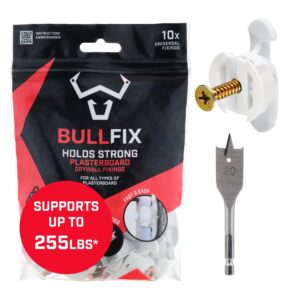 bullfix universal drywall anchors, holds up to 255lbs, hollow wall anchors for drywall heavy duty set, stronger than toggle bolts and butterfly screw, dry wall anchors and screws kit - starter pack