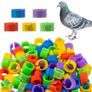 mewtogo 8mm 100 pcs bird pigeons leg rings - colorful readable numbered bird identification leg bands, durable poultry leg bands clip on leg rings for bantam finch dove lovebird coturnix quail