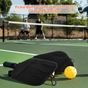 Cosmos 2 Pcs Pickleball Paddle Cover Paddle Case Bag Pickleball Racket Sleeve and Ball Storage Mesh Pocket for Pickle Ball Equipment Accessories Storage & Carrying, with Fence Hook (Black Color)