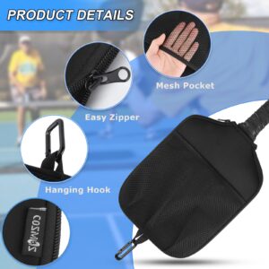 Cosmos 2 Pcs Pickleball Paddle Cover Paddle Case Bag Pickleball Racket Sleeve and Ball Storage Mesh Pocket for Pickle Ball Equipment Accessories Storage & Carrying, with Fence Hook (Black Color)