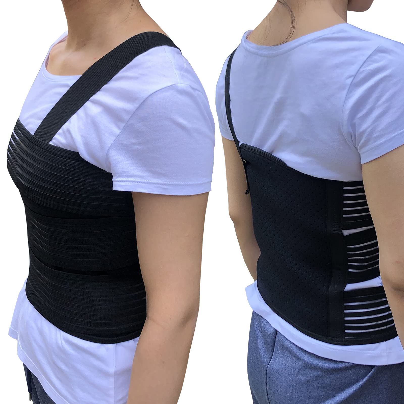 Rib Belt Chest Binder for Broken Injury Ribs, Elastic Rib Brace Compression Support to Reduce Rib Cage Pain, Fractured, Dislocated and Post-Surgery Ribs (L (33" to 43"))