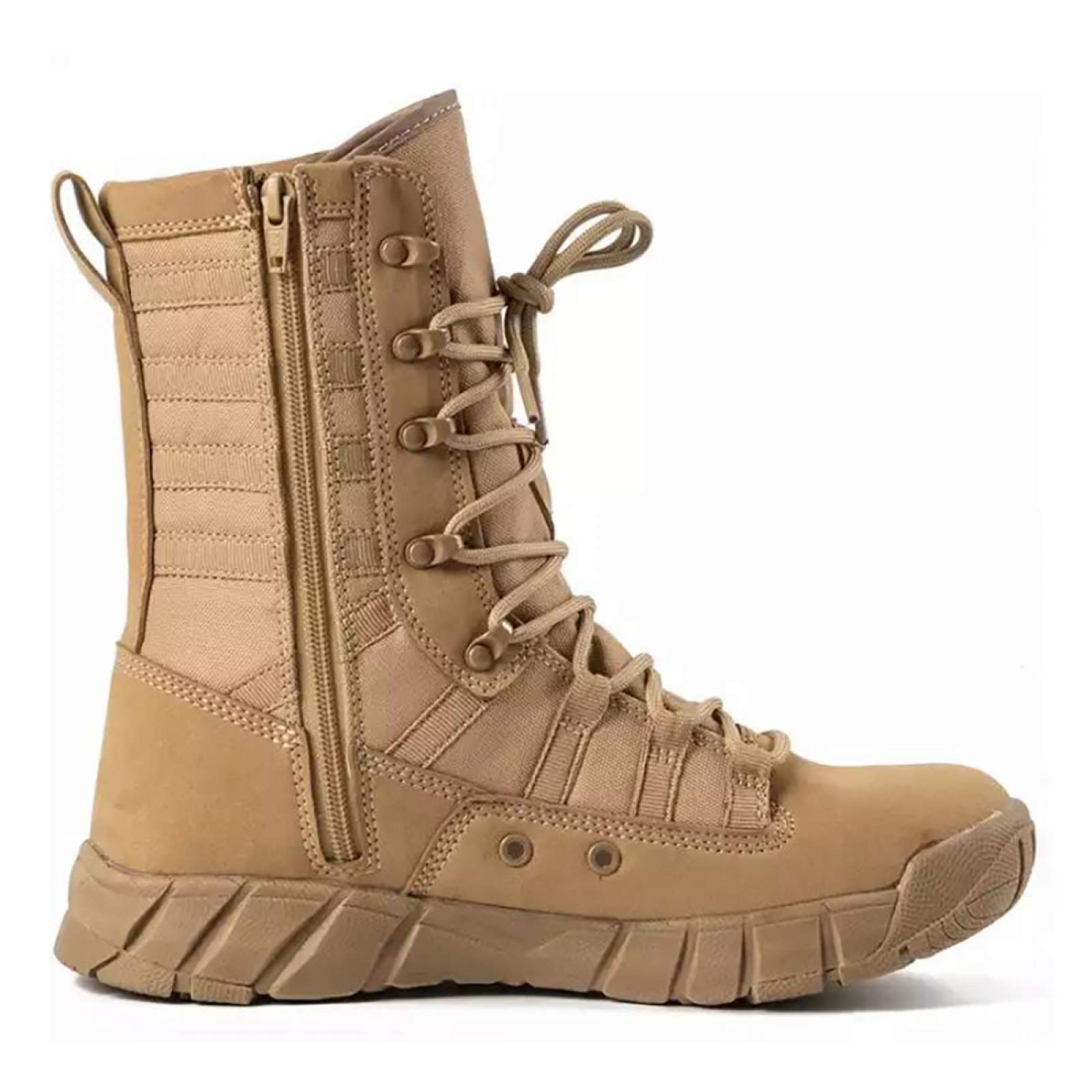 RORUN Men's Lightweight 8 inch Military Tactical Combat Swat Beige Boots Trekking Hiking Backpacking Mountaineering Outdoor Jungle Boots With Zipper-ZD02