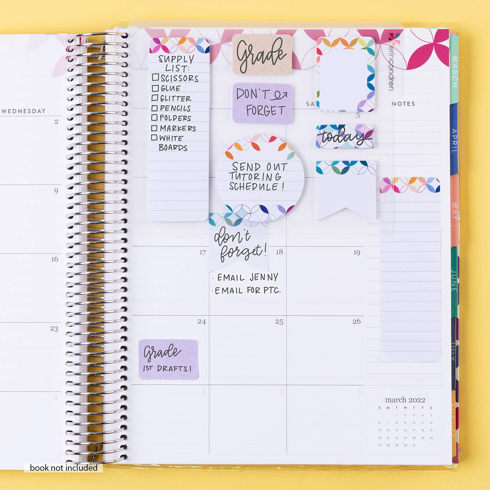 Snap-in Stylized Sticky Notes Dashboard in MCC, Snap This Mid Century Circles Dashboard into Your Coiled Planner or Binder, Jot Down a Reminder or Mark a Page in Style by Erin Condren