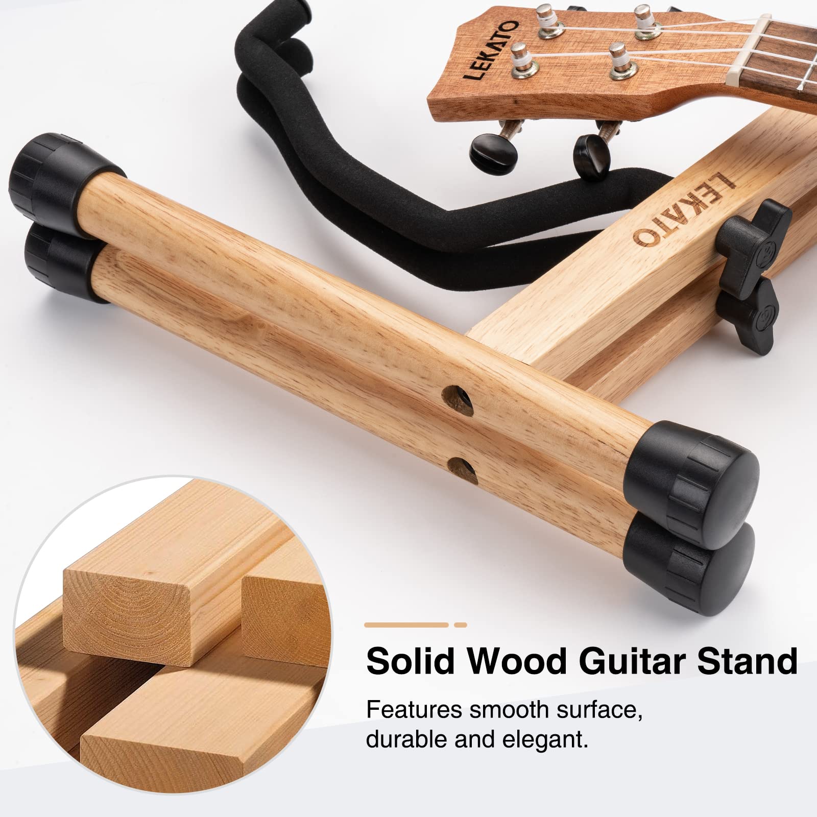 LEKATO Wood Guitar Stand, Acoustic Guitar Stand with Foam Padded, A-Frame Electric Guitar Stand for Bass, Cello, Mandolin, Banjo, Gifts for Guitar Players