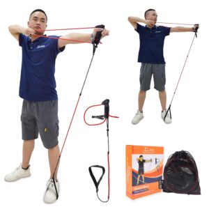 elong outdoor archery bow trainer, 18 lbs draw weight @28 inch, strength stretch band exerciser for recurve bow compound shooting, ambidextrous, suitable for kids adults beginner experts