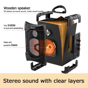 IRUYEE Portable Karaoke Machine Bluetooth Speaker with Microphone,Audio Recording for Indoors & Outdoor,PA System Bluetooth Subwoofer Heavy Bass with FM Radio,Supports TF Card/USB Playback,Black