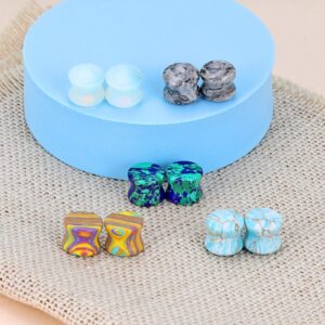 Beautidots 10PCS Stone Ear Gauges Plugs Double Flare Saddle Ear Stretching Expander 2G-5/8