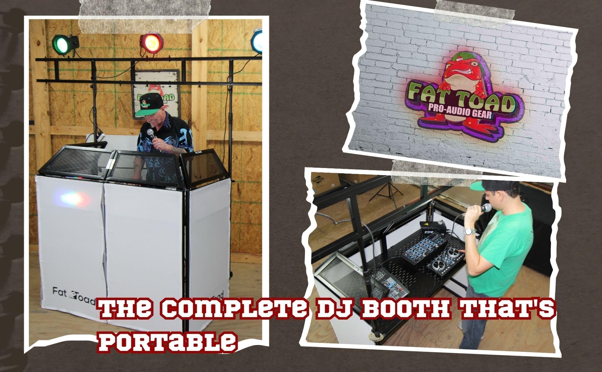 DJ Booth Tabletop With 8FT Lighting Truss Stand Package by FAT TOAD | Foldable Panel Portable Stage Platform Facade White Scrim Cover | Video Light Projector Display Workstation For Sound System Event