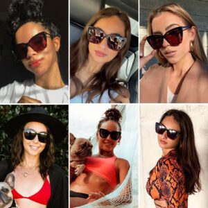 mosanana Oversized Cat Eye Sunglasses for Women Trendy Big Large Style Fashion Retro Square Black Glasses MS52028