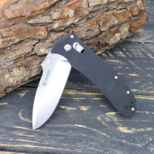 Ganzo D704-BK Pocket Folding Knife D2 Steel Blade G10 Anti-Slip Handle with Clip Hunting Fishing Gear Camping Outdoor Folder EDC Pocket Knife (Black)