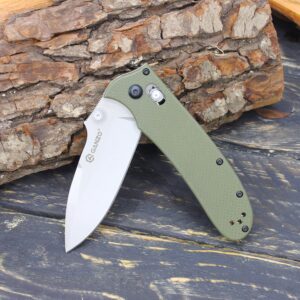 Ganzo D704-GR Pocket Folding Knife D2 Steel Flip Blade G10 Anti-Slip Handle with Clip Hunting Gear Fishing Camping Folder Outdoor EDC Pocket Knife (Green)