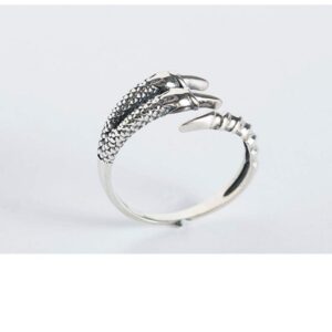 NewZenro Dainty Dragon Claw Asymmetric Wrap Open Rings for Women Gothic Punk Sterling Silver Adjustable Statement Promise Engagement Fashion Finger Knuckle Tail Band Rings for Birthday