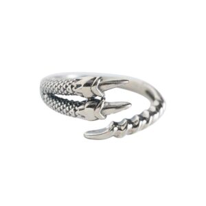 newzenro dainty dragon claw asymmetric wrap open rings for women gothic punk sterling silver adjustable statement promise engagement fashion finger knuckle tail band rings for birthday