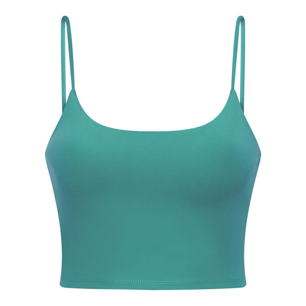 Women's Yoga Tank with Built in Bra,Padded Sports Bra, Crop Tank Tops Wireless Cami Shirt Fitness Yoga Workout Running Bean Green L