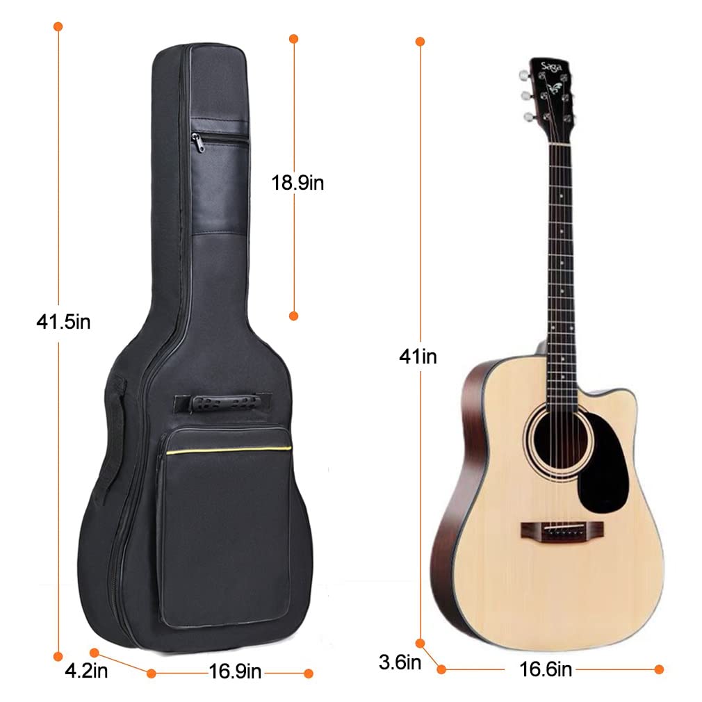 41 Inch Padded Acoustic Guitar Backpack Water-Resistant Thick Gig Bag Soft Cover Black Electric Guitar Gear Bag Kids Guitar Travel Case Dual Adjustable Shoulder Strap Bag with Zipper