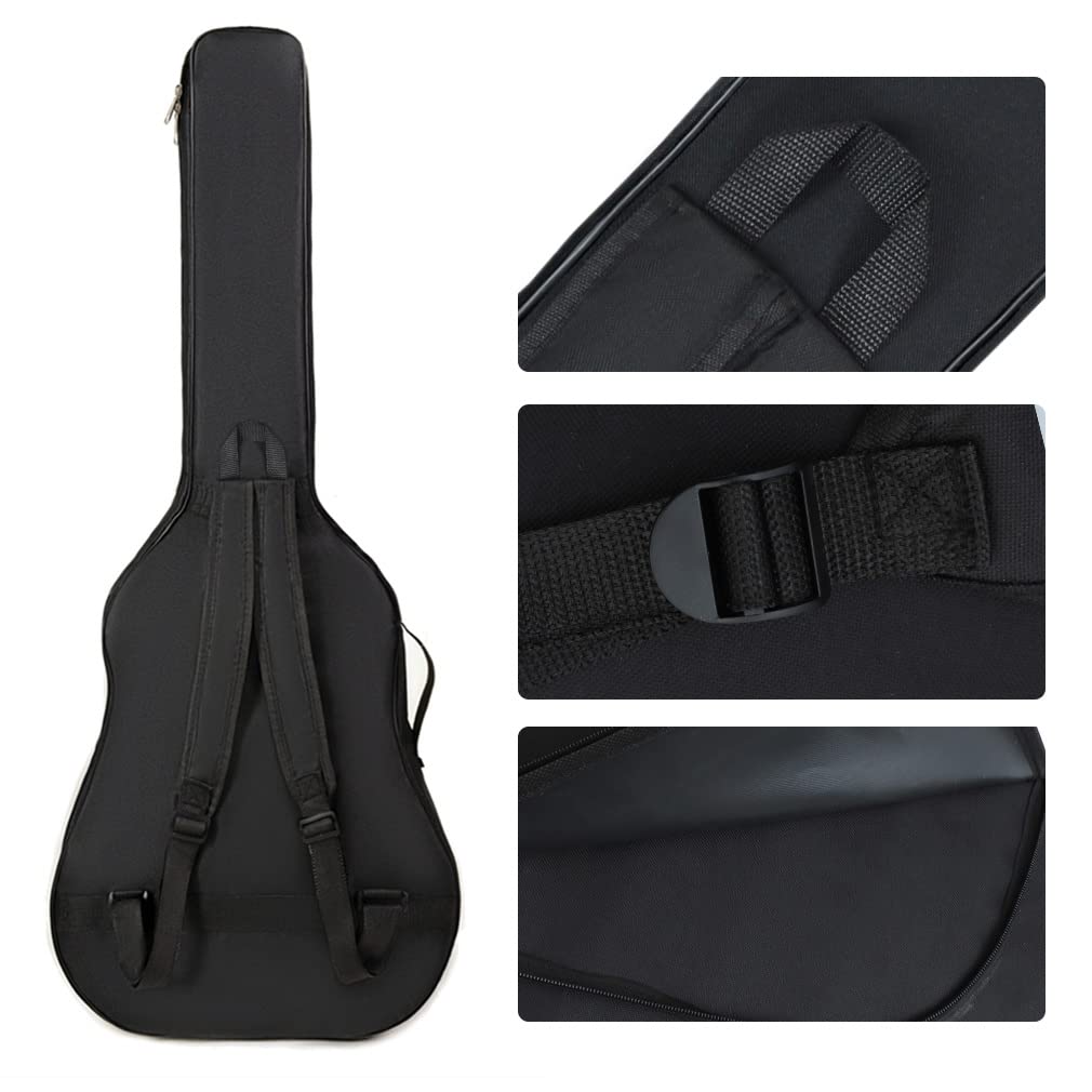 41 Inch Padded Acoustic Guitar Backpack Water-Resistant Thick Gig Bag Soft Cover Black Electric Guitar Gear Bag Kids Guitar Travel Case Dual Adjustable Shoulder Strap Bag with Zipper