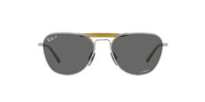 ray-ban rb8064 titanium aviator sunglasses, brushed silver/dark grey polarized, 53 mm