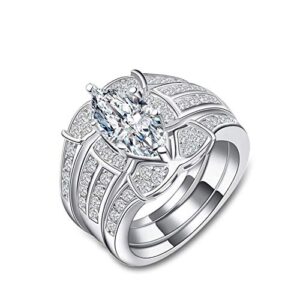 karrystore new luxury marquise 3 pcs ring 925 sterling silver anniversary ring engagement ring lover gift for woman jewelry (7)