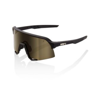 100% s3 sport performance cycling sunglasses (soft tact black - soft gold mirror lens)