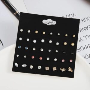 87 Pairs Assorted Earrings Set Fashion Earrings for Women Stud Earrings Set Hypoallergenic Faux Pearl Flower Heart Earring Sets