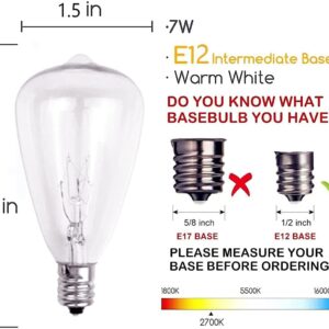 Edison Replacement Light Bulbs 10Pack 7W E12 Screw Base ST38 Replacement Clear Glass Light Bulbs for Indoor/Outdoor Patio ST38 String Lights Warm White Yard Christmas Lights Bulbs Christmas Decor