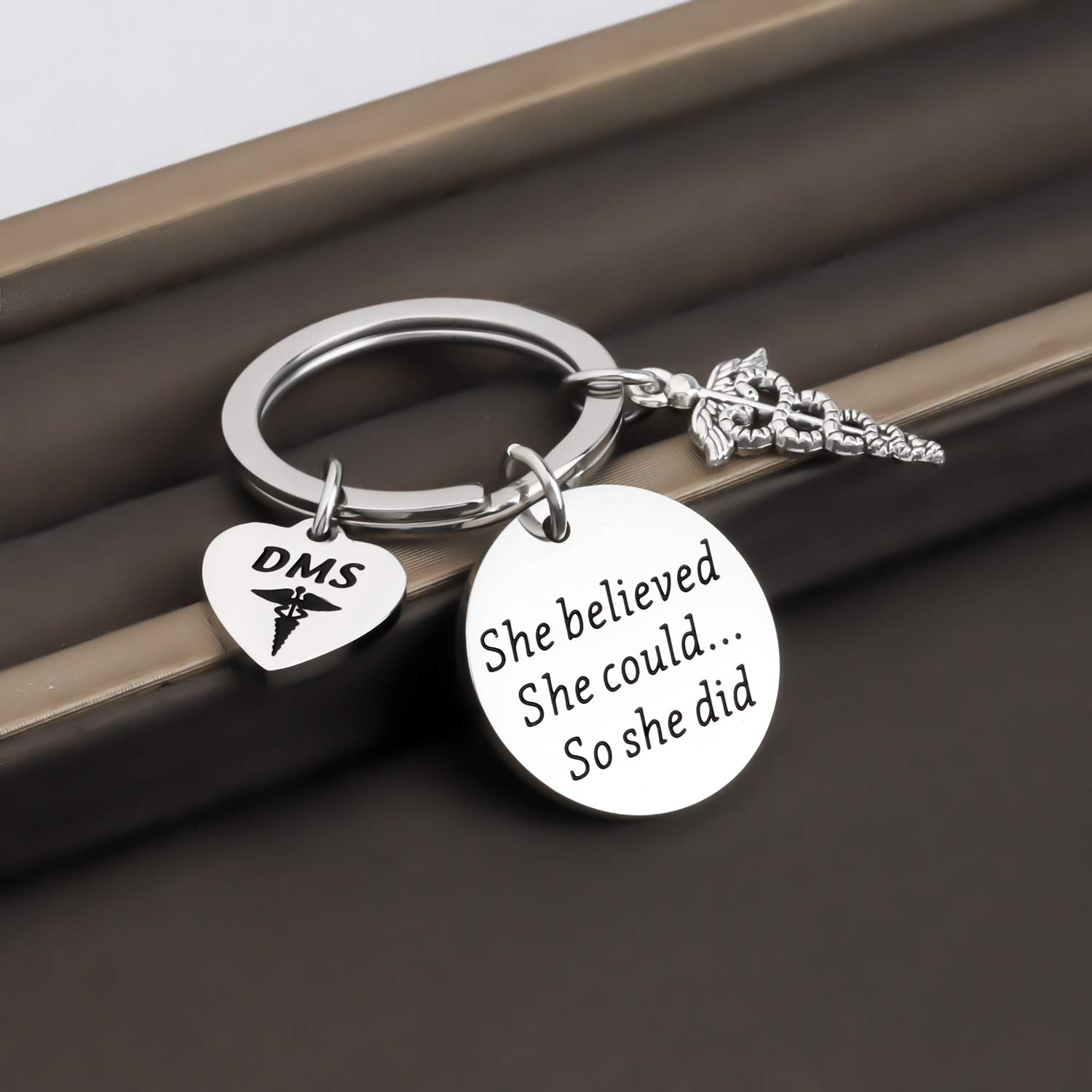 ENSIANTH DMS Gift Diagnostic Medical Sonographer Keychain She Believed She Could So She Did DMS Graduation Gift Health Care Provider Gift (DMS She Believed KR)