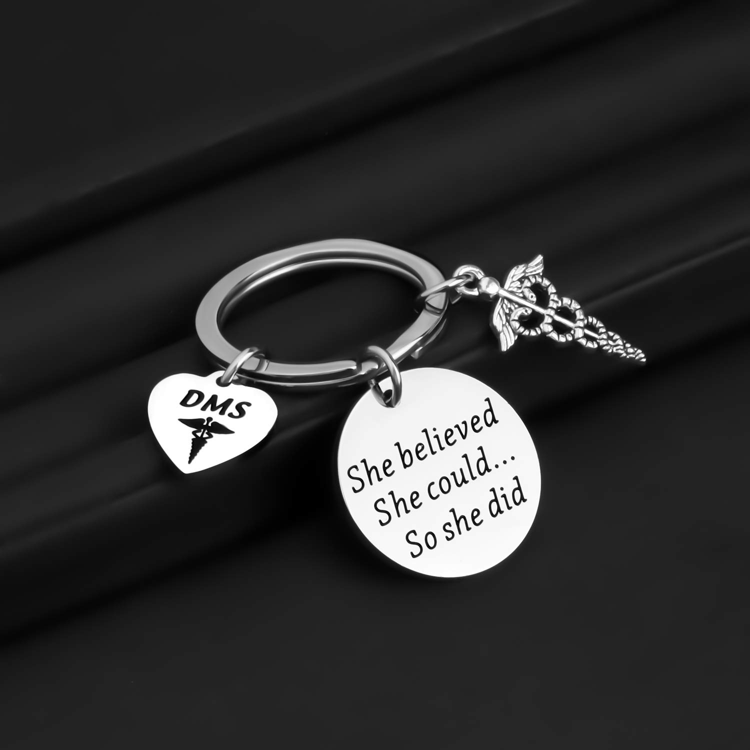 ENSIANTH DMS Gift Diagnostic Medical Sonographer Keychain She Believed She Could So She Did DMS Graduation Gift Health Care Provider Gift (DMS She Believed KR)