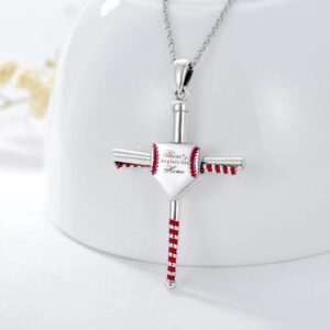 MISTBEE Urn Necklace Baseball Cross Sports Pendant Sterling Silver Baseball Bat Cross Necklace