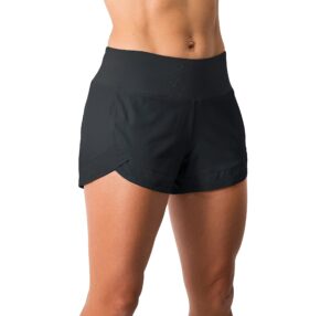 tough mode womens 3" lightweight running wod volleyball shorts workout mesh liner zip pocket black