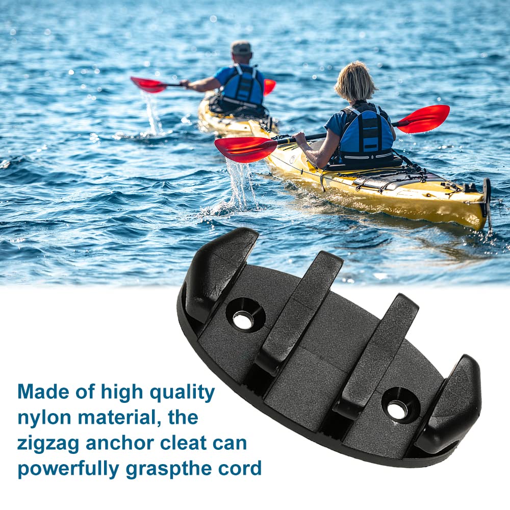 Yetaha 2PCS Zig Zag Anchor Cleat, Black Nylon Kayak Cleats for Canoes Marine Fishing Boat Kayak Accessories