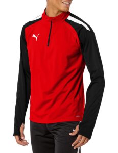 puma mens 1/4 teamliga 1 4 zip top, red/black, x-large us