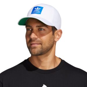 adidas Originals Men's Rewind Relaxed Fit Adjustable Strapback Cap, White/Bluebird, One Size