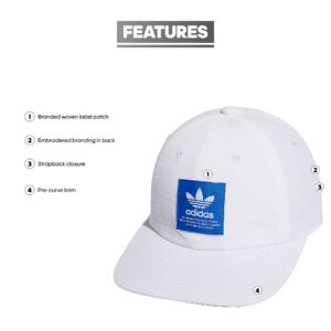 adidas Originals Men's Rewind Relaxed Fit Adjustable Strapback Cap, White/Bluebird, One Size