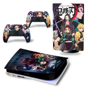 PS5 Console and DualSense Controller Skin Vinyl Sticker Decal Cover, Suitable for Playstation 5 Console and Controller, Durable, Scratch-Resistant, Disk Version (Demon Slayer[7620])