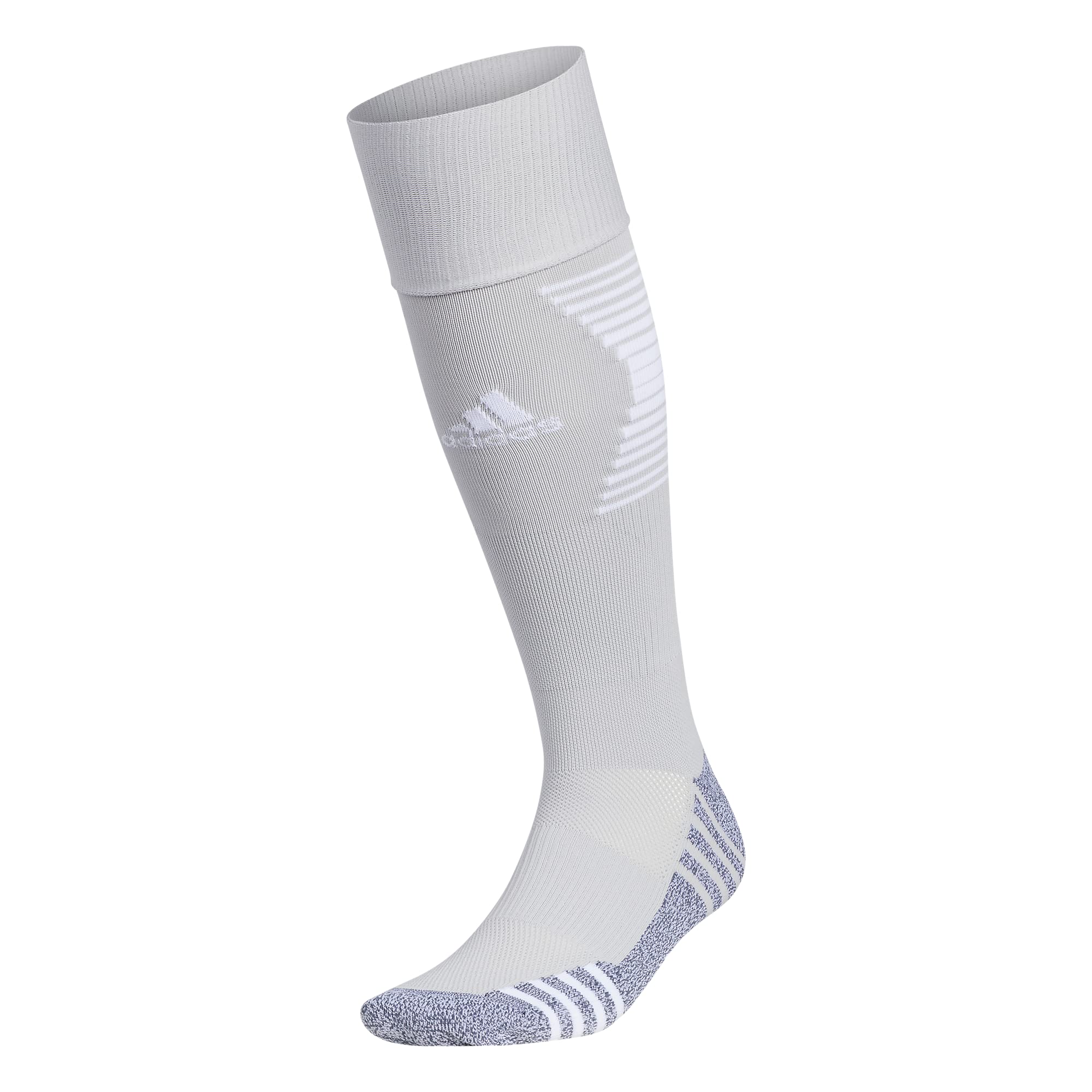 adidas Speed 3 Soccer Socks (1 Pair), Team Light Grey/White, Large