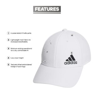 adidas Men's Release 3 Structured Stretch Fit Cap, White/Onix Grey/Black, Large-X-Large