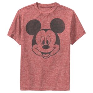 Disney boys Mickey Face T Shirt, Red Heather, Small US