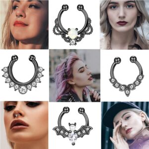 Drperfect Fake Septum Ring for Women Men Stainless Steel Fake Septum Piercing Jewelry Non-Pierced Clip On Nose Ring Hoop