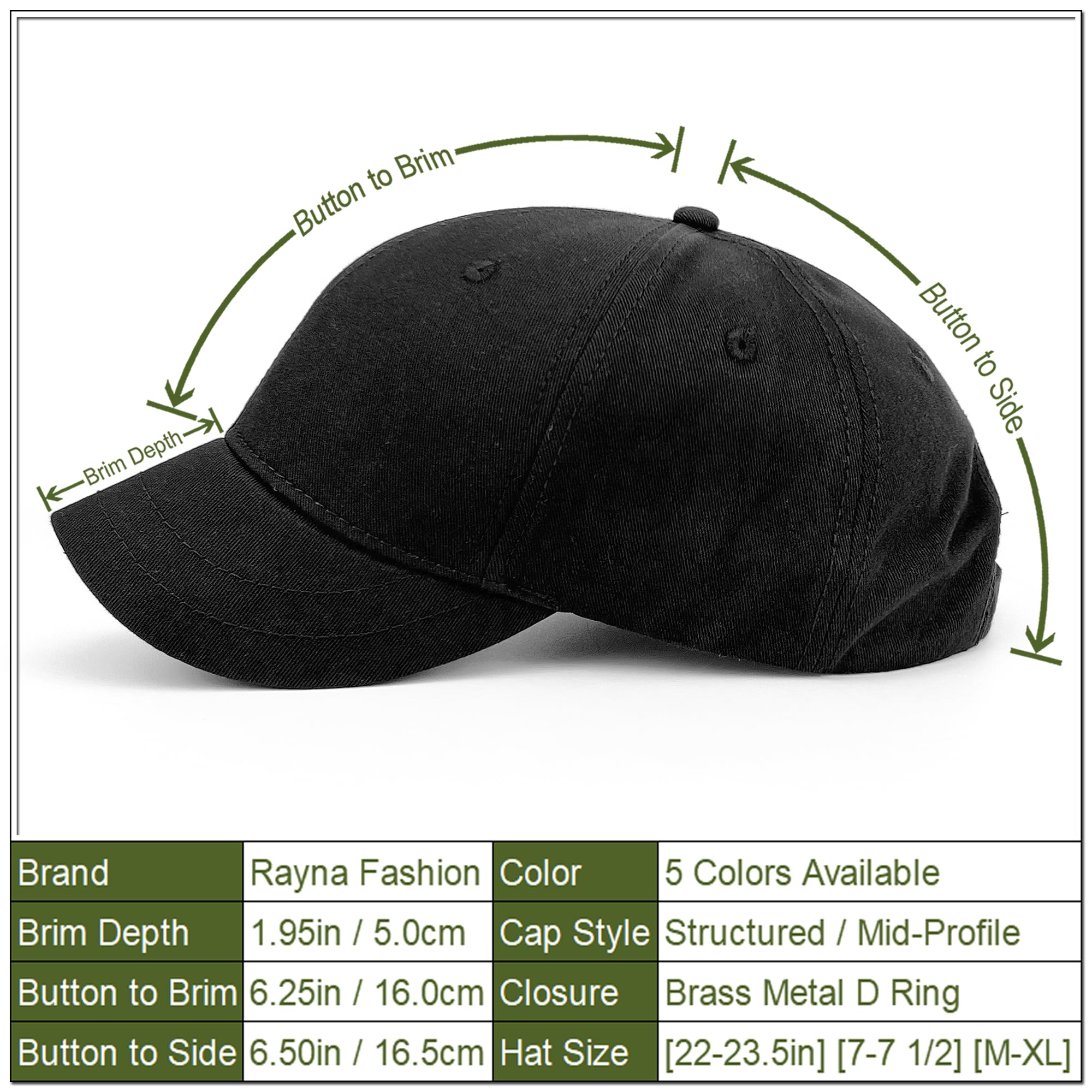 Rayna Fashion mens Structured Short Bill Plain Brim Trucker Baseball Dad Cap, Black, X-Large