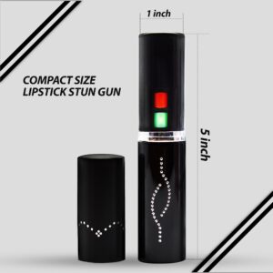 Wholesale (12 Pc) Flashlight Lipstick Stun Gun Women Self Defense Bright Led Flashlight - Rechargeable Battery (Black X12)