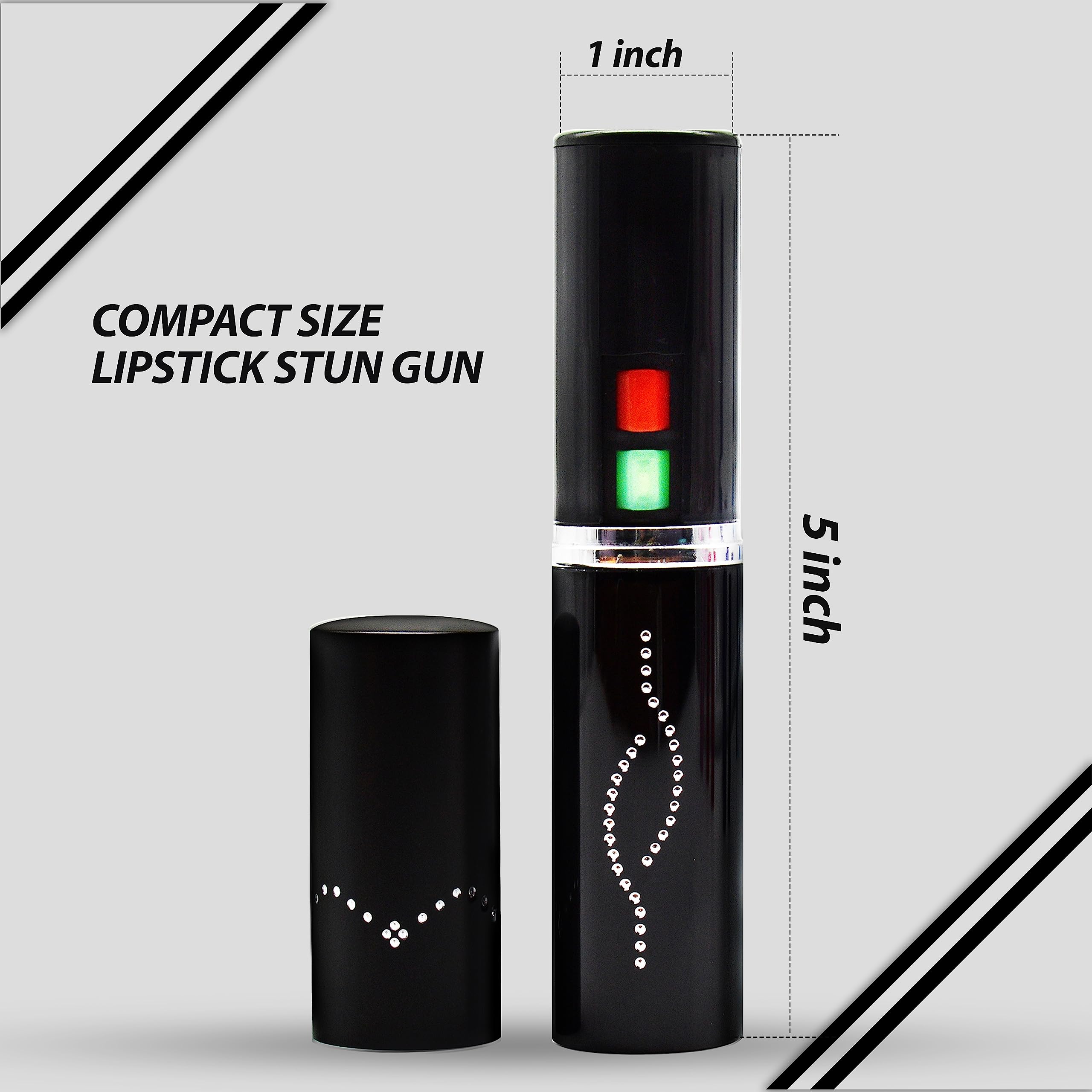 Wholesale (12 Pc) Flashlight Lipstick Stun Gun Women Self Defense Bright Led Flashlight - Rechargeable Battery (Black X12)