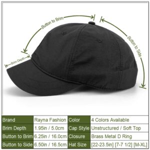 Rayna Fashion womens Structured Short Bill Quick Dry Brim Trucker Baseball Dad Cap, Black, X-Large