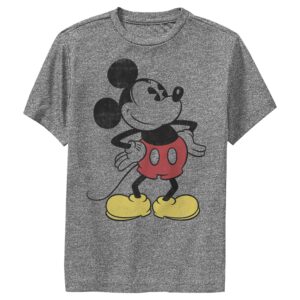 disney boy's classic vintage mickey t-shirt, charcoal heather, large