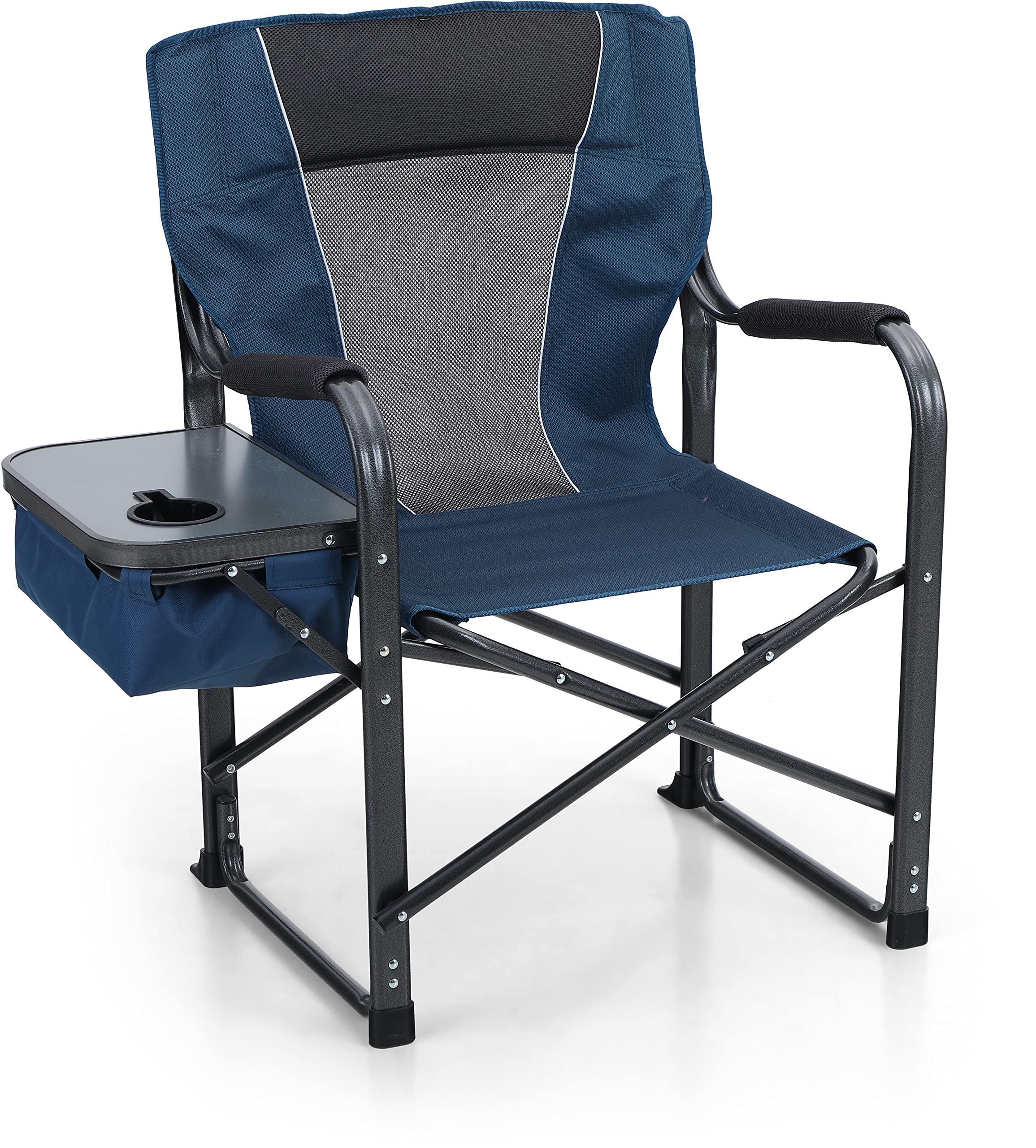 ALPHA CAMP Oversized Folding Director Chair Outdoor Heavy Duty Camping Chair with Side Table and Cooler Bag for Picnic, Hiking, Fishing, Supports 350LBS