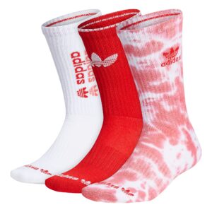 adidas originals mixed graphics cushioned crew socks (3-pair), semi turbo pink/white/vivid red, large