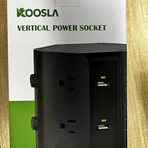 Power Strip Tower by KOOSLA, [15A 1500J] Surge Protector - 12 AC Multiple Outlets and 6 USB Ports, Flat Plug 14 AWG Heavy-Duty Extension Cord 6.5ft, Home Office Supplies, Dorm Room Essentials White