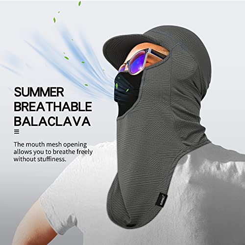 SUNMECI Balaclava Sun Protection Breathable Brim Full Face Mask Cooling Fishing Boating Cycling Sun Mask for Men Women Grey